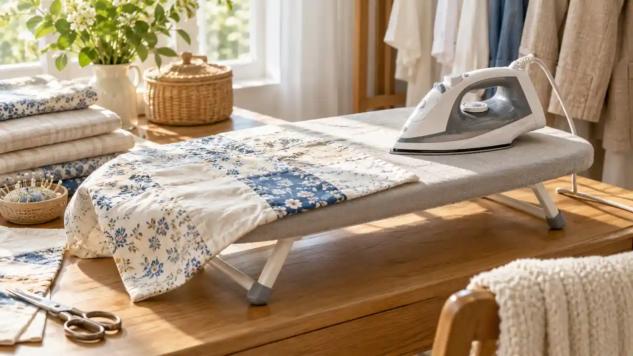 Tabletop Ironing Board in a fabric-care setup